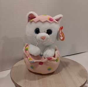 Ty Beanie Bellies "Giggles" White Spring Easter Kitty NEW!